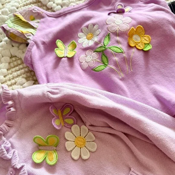 Gymboree Purple Floral and Butterfly Outfit Toddler Girl - Picture 4 of 9